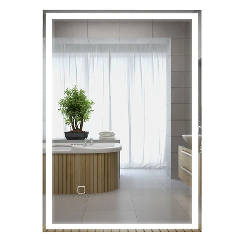 Rootz Bathroom Mirror - LED Bathroom Mirror - Wall Mirror - LEDs. Touch Switch - Glass - Aluminum - White - 50cm x 70cm x 4cm