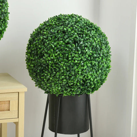 Rootz Artificial Plants - Set Of 2 Box Trees - Round - Boxwood Ball - Home - Office - Green - 40 cm x 40 cm x 40 cm