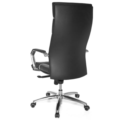 Rootz XXL Executive Chair - Office Chair - Ergonomic Chair - Genuine Leather - Lumbar Support - Chrome Armrests - Multiblock Mechanics - Anti-Shock Function - 120kg Load Capacity - 8h Sitting Time - 60cm x 55cm x 118-126cm
