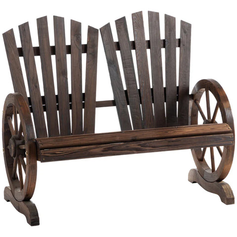 Rootz Garden Bench with Armrests - Bench - Garden Furniture - Rustic Bench - Solid Wood - Dark Brown - 108 x 66 x 95 cm