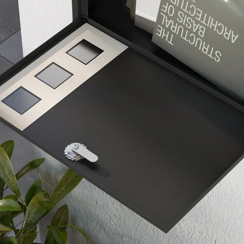 Rootz Mailbox - Letterbox - Modern Design - Weather Resistant - Galvanized Steel - Lockable - Black - 36.5 X 11.5 X 29 Cm