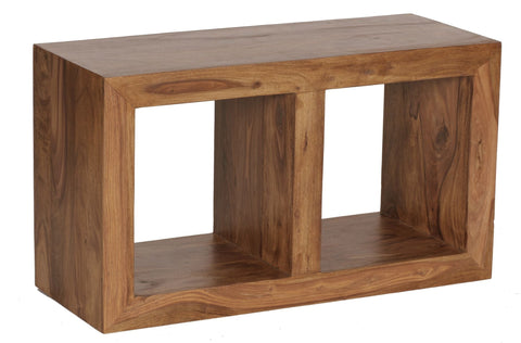 Rootz Standing Shelf - Side Table - Small Coffee Table - Solid Sheesham Wood - Handmade - Unique Grain - 2 Shelves - Attractive Design - 88cm x 50cm x 35cm