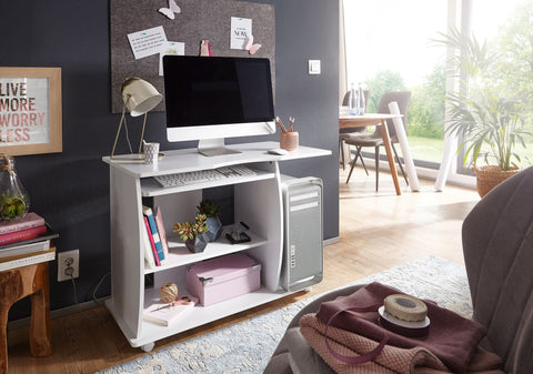 Rootz Modern Computer Desk with PC Shelf - Timeless Design - Storage Options - Rounded 3D Corners - 90cm x 71cm x 50cm