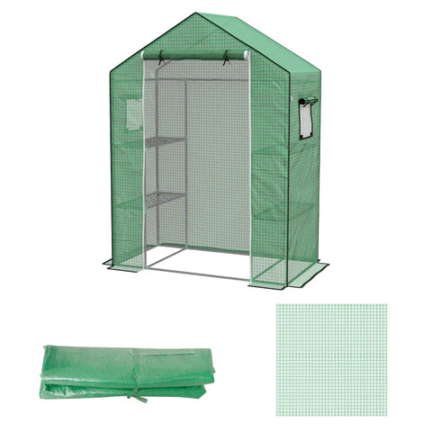 Rootz Replacement Film Greenhouse - Rolling Door - Mesh Window - Polyethylene - Green - 143 x 70 x 190cm