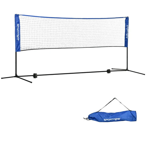 Rootz Badminton Net With Stand - Height Adjustable - Foldable - With Carry Bag - Oxford Polyester - Black + Blue - 310L x 103W x 107-155H cm