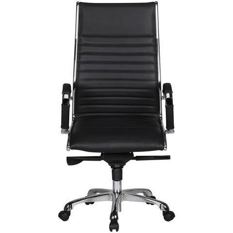 Rootz Office Chair - Desk Chair - Genuine Leather - Ergonomic Design - High Gloss Aluminum - Adjustable Mechanism - 120kg Capacity - 60cm x 60cm x 112-122cm