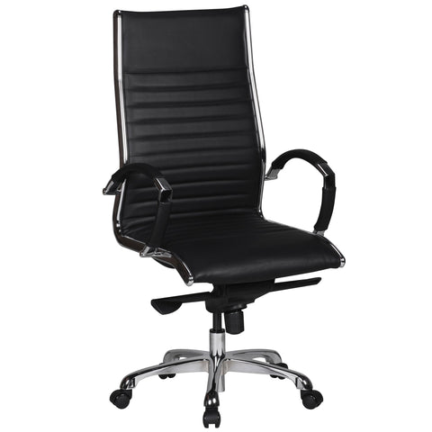 Rootz Office Chair - Desk Chair - Genuine Leather - Ergonomic Design - High Gloss Aluminum - Adjustable Mechanism - 120kg Capacity - 60cm x 60cm x 112-122cm