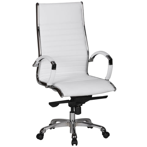 Rootz Office Chair - Desk Chair - Swivel Chair - Genuine Leather - Ergonomic Design - High Gloss Aluminum - 60cm x 60cm x 112-122cm