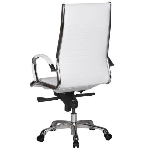 Rootz Office Chair - Desk Chair - Swivel Chair - Genuine Leather - Ergonomic Design - High Gloss Aluminum - 60cm x 60cm x 112-122cm