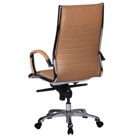 Rootz Office Chair - Desk Chair - Genuine Leather - Ergonomic Design - High Gloss Aluminum - 120kg Capacity - 60cm x 60cm x 112-122cm