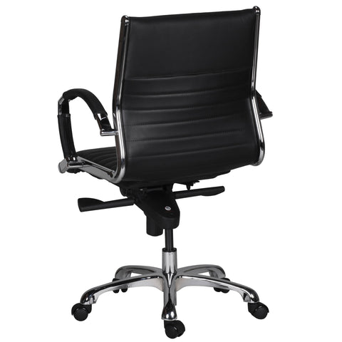 Rootz Office Chair - Desk Chair - Genuine Leather - Ergonomic Design - High Gloss Chrome - Adjustable Mechanism - 120kg Capacity - 60cm x 60cm x 97-107cm