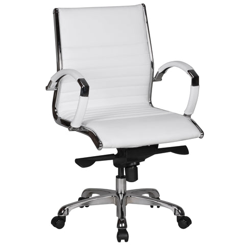 Rootz Office Chair - Desk Chair - Genuine Leather - Ergonomic Design - High Gloss Chrome Armrests - Adjustable Multiblock Mechanism - 60cm x 60cm x 97-107cm