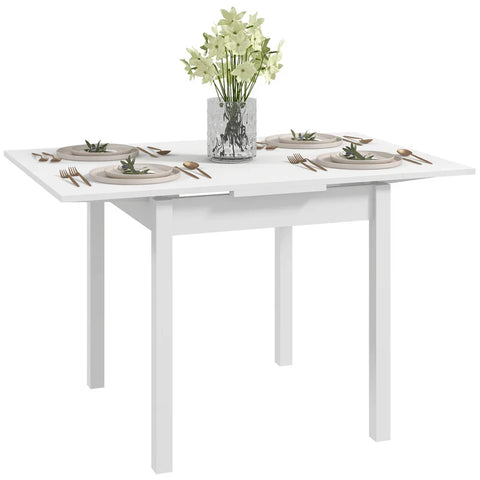 Rootz Dining Table - Kitchen Table - Folding Table - Extendable - Modern Design - Pinewood - White - 120 Cm X 80 Cm X 75 Cm