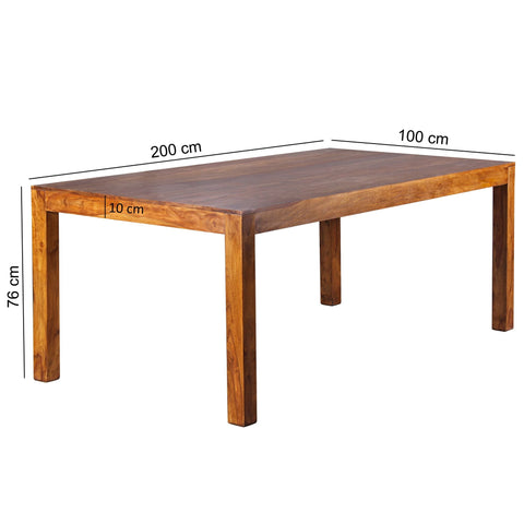Rootz Solid Wood Dining Table - Modern Table - Sheesham Table - Handmade - Unique Grain - 200cm x 100cm x 76cm