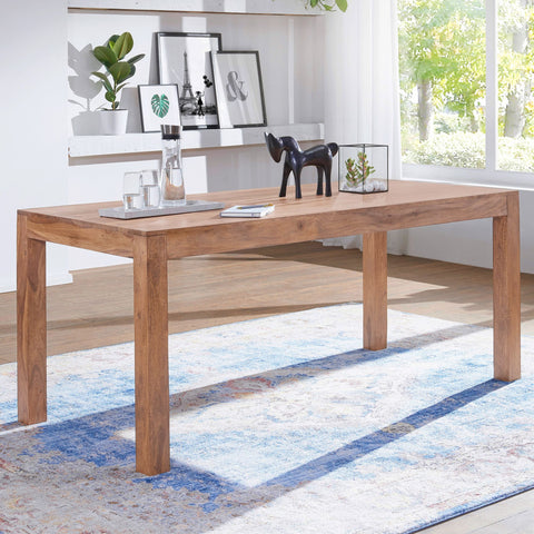 WOHNLING Solid Acacia Wood Dining Table - Modern Table - Unique Grain - 180cm x 80cm x 76cm - Handmade - Natural Product - Easy Assembly