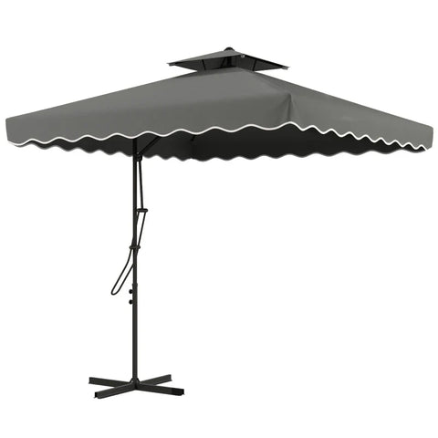 Rootz Hanging Umbrella - Garden Umbrella - Decorative Edge - Ventilation Canopy - Cantilever Umbrella - Weatherproof - Protective Cover - Sun Protection - Metal-polyester - Dark Gray - 2.4x2.4x2.6m