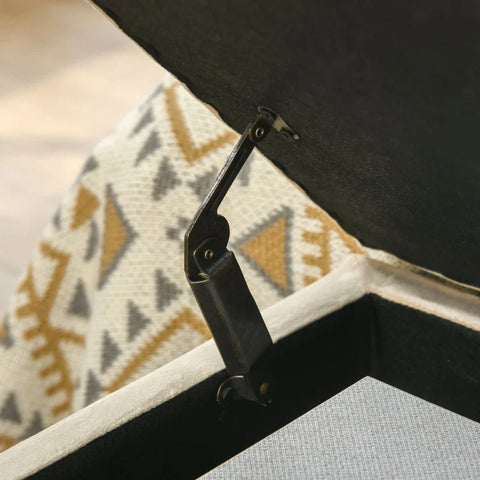 Rootz Storage Bench - Decorative Button Stitching - Flannel Look - Gold Steel Legs - Beige - 110 x 47 x 46.5 cm