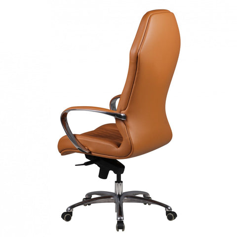 Rootz Executive Chair - Genuine Leather - Aluminum Armrests - Ergonomic Design - Caramel Color - 126-136cm x 70cm x 70cm