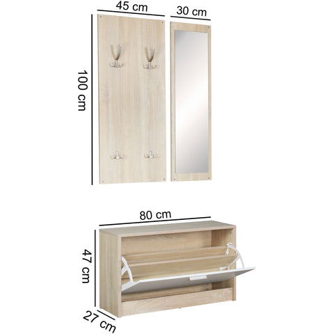 Rootz Modern Wardrobe Set - Closet Organizer - Storage Solution - Timeless Design - Sonoma Colors - 80cm x 27cm x 100cm