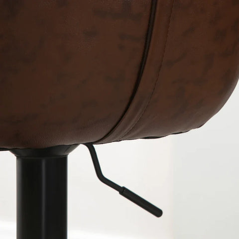 Rootz Set Of 2 Bar Stools - Height-adjustable - Including Footrest - Modern Kitchen Stools - PU Leather - Black + Brown - 46.5cm x 50cm x 108cm