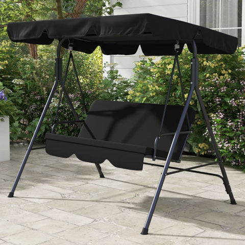 Rootz Hollywood Swing - Garden Lounger - Rocking Bench - 3 Seater - Weather Resistant - Steel-polyester - Black - 172cm X 110cm X 153cm