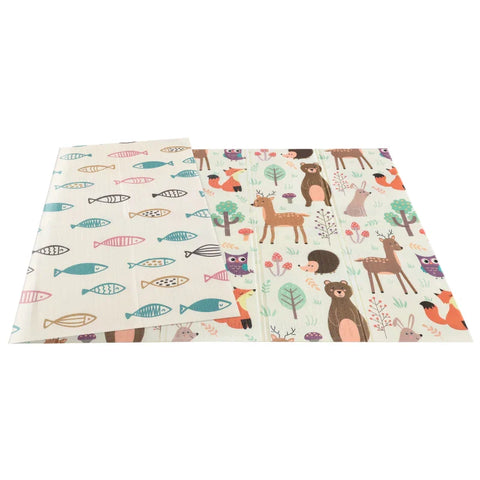 Rootz Children's Play Mat - Play Rug - Two-Sided Children's Mat - Animal and Fish Pattern - Foldable - Lightweight - Non-Slip - Water-Repellent - Multicolored - 200 x 150 x 1 cm