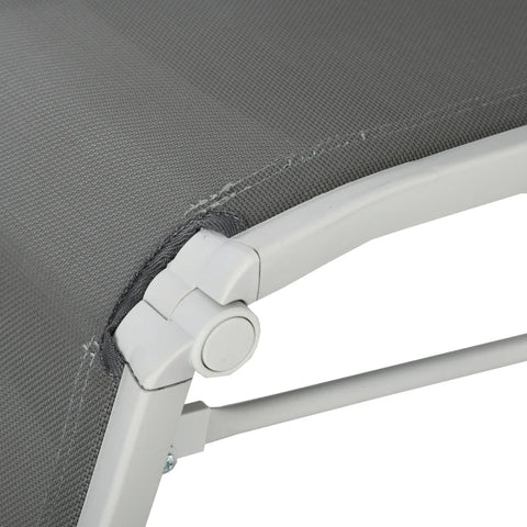 Rootz Sunbeds - Outdoor Lounge - Chair Garden Lounger - Weatherproof - Aluminum - Mesh Fabric - Gray - White - 62cm X 96cm X 108cm