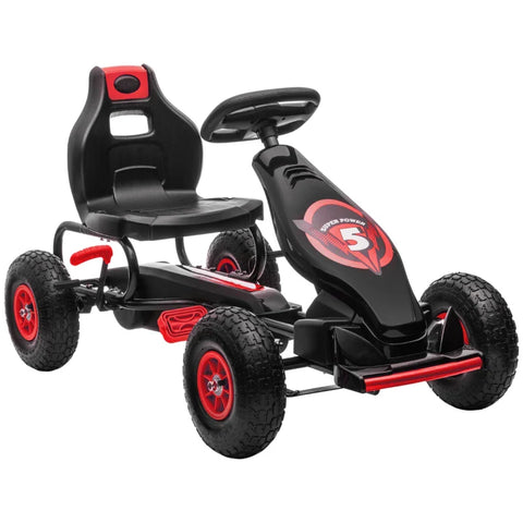Rootz Children's Go-kart - With Pedals - Adjustable Seat - Indoor And Outdoor - From 5 Years - Red + Black - 121 x 58 x 61 cm