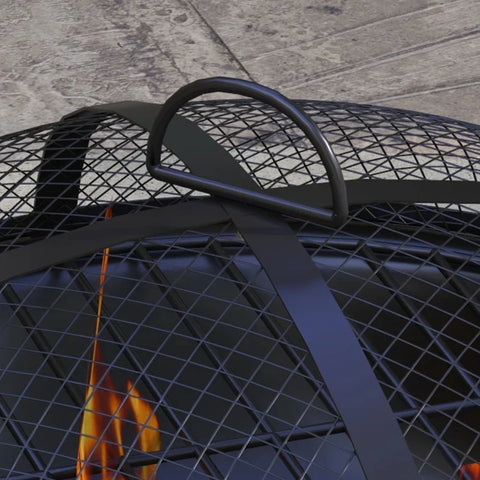 Rootz Fire Bowls - Cement Look - Grill Function - Rust-proof - Puristic Aesthetic - Grill Rack - Metal Frame - Gray - Ø61 x 43H cm