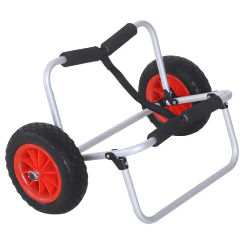 Rootz Canoe Cart - Kayak Cart - Surf Cart - Foldable With Belt - Wheels Padded - Aluminum - Silver - L70 x W40 x H42 cm