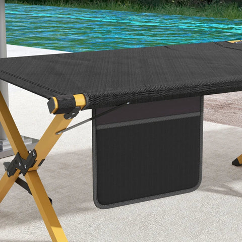 Rootz Sun Lounger Beach - Lounger Garden - Lounger Folding - Weather Resistant - UV-resistant - Waterproof - Aluminum Frame - Oxford Fabric - Black - 196l X 64w X 45h Cm