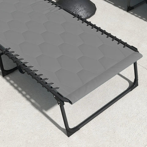 Rootz Sun Lounger - Deck Chair - Garden Lounger - Foldable - Including Cushion - Weatherproof - Oxford Fabric-polyester - Gray - Black - 188cm X 65cm X 36cm