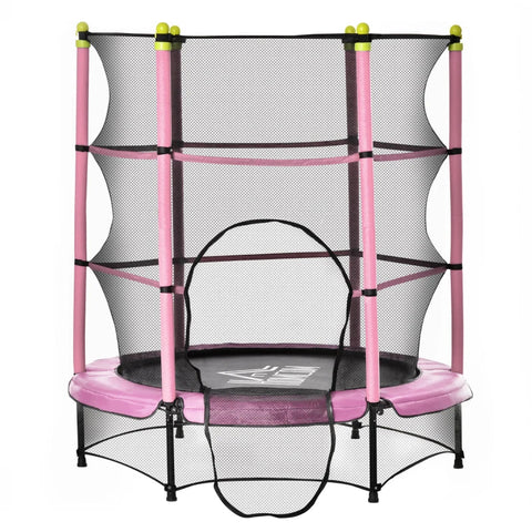 Rootz Trampoline for Children - Fitness Trampoline with Safety Net - Toddler Trampoline - Springless design - Indoor - Outdoor - Pink - 140L x 140W x 160H cm