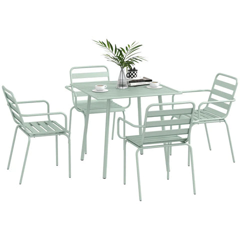 Rootz Garden Furniture Sets - Dining Table - Modern Design - 5-piece - Outdoor Furniture Set - Weatherproof - Steel - Green - 80 x 80 x 74 cm