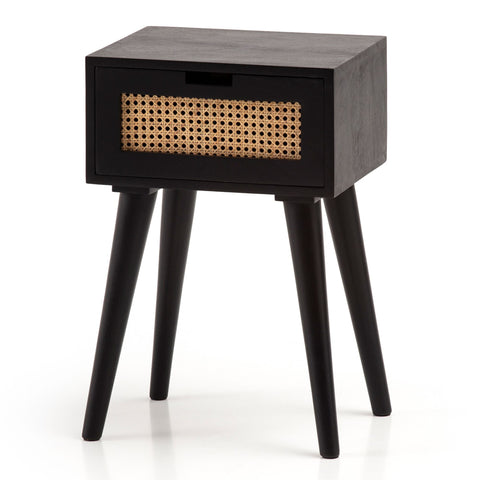 Rootz Modern Bedside Table - Nightstand - Drawer Cabinet - Viennese Braid - Handmade - Natural Wood Grain - 40cm x 60cm x 30cm