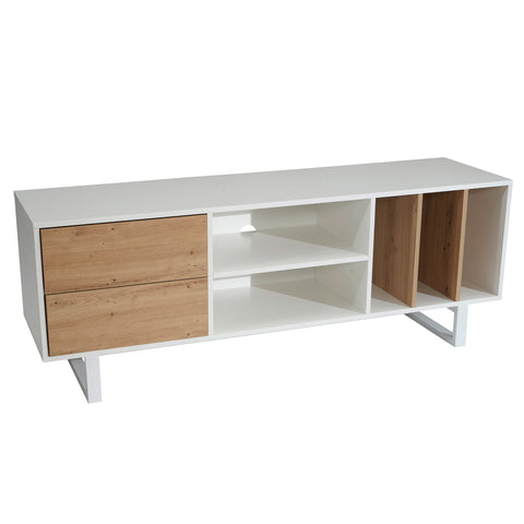 Rootz Modern Design TV Base Cabinet - Lowboard - Entertainment Center - Oak Decor - Spacious Storage - 150cm x 55cm x 40cm