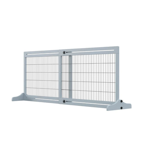 Rootz Dog Gate - Stair Gate - Height Adjustable - Foldable Pet Fence - Doorway - Hallway - Small and Medium Dogs - Gray + Black - 183cm x 36cm x 69cm