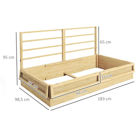 Rootz Raised Bed - Planter Herb Bed - Cold Frames - Weatherproof - 1 Trellis - Fir Wood - Natural - 183 X 98.5 X 95 Cm