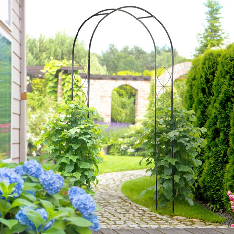 Rootz Garden Arch - Archway Trellis - Plant Arch - Garden Arch Roof - Metal - Black - 114 x 30 x 230 cm
