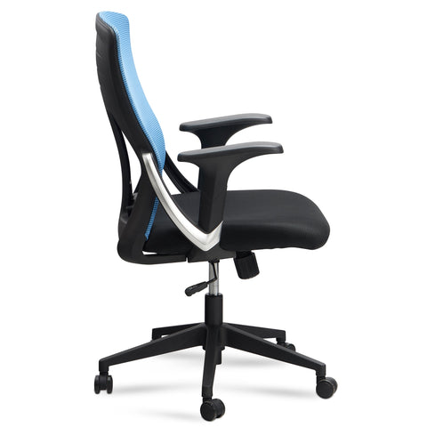 Rootz Modern Swivel Chair - Office Chair - Ergonomic Chair - Blue and Black - Rocking Mechanism - Adjustable Height - Lumbar Support - 94-104cm x 65cm x 65cm