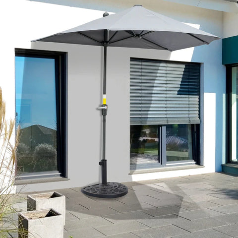 Rootz Parasol Stand - Umbrella Stand - Sunshade Marble Stand - Half Round Resin + Stainless Steel - Bronze - 50 x 31 x 32 cm