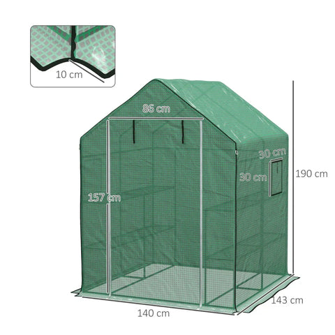 Rootz Greenhouse - Cold Frame Greenhouse - Film Greenhouse - Roll Up Doors - UV-resistant - Green - 140cm x 143cm x 190cm
