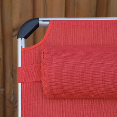 Rootz Sun Lounger - Garden Lounger - Aluminum Fabric Lounger - Relaxation Lounger - 5-way Adjustable - Foldable - Ergonomic - Mesh Red - 165 x 60 x 76 cm