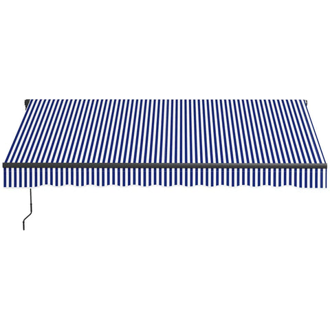 Rootz Sun Awning - Awning Patio - Hand Crank - Weather Resistant - Hand Crank - Wall Mount - Blue - White - 247cm X 295cm