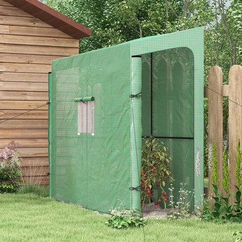 Rootz Lean-To Greenhouse - Cold Frame Greenhouse - Roll Up Doors - Film greenhouses - Weather Resistant - Green - 200cm x 80cm x 200cm