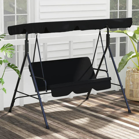 Rootz Hollywood Swing - Garden Lounger - Rocking Bench - 3 Seater - Weather Resistant - Steel-polyester - Black - 172cm X 110cm X 153cm