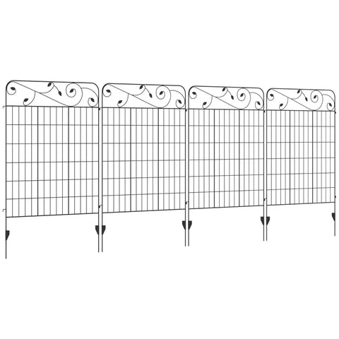 Rootz Garden Fence - Vintage Design - Weather Resistant - Lattice Fence - Ground Stakes - Metal - Black - 352L x 110H cm