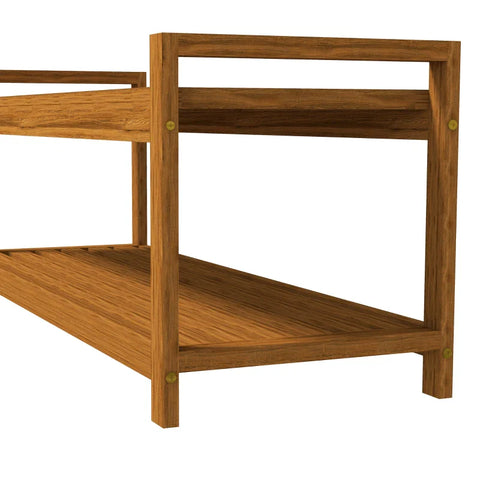 Rootz Garden Bench For 2 People - With Shelf - Acacia Wood - Slatted Seat - Acacia Wood - Teak - 118 x 40.5 x 46 cm