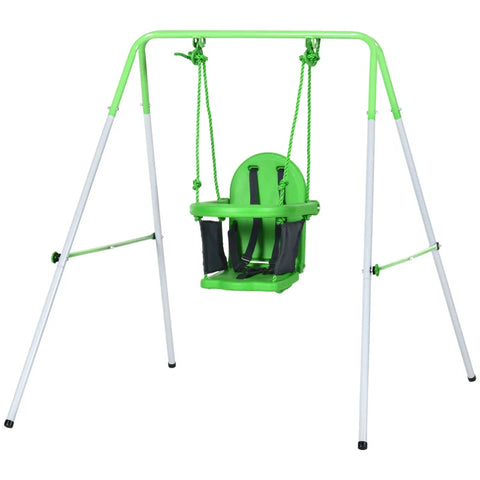 Rootz Children's Swing - For 6-36 Months - Safety Bar - Seat Belt - High Support Back - Metal Frame - Green - 122 x 146 x 122cm