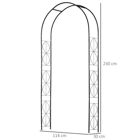 Rootz Garden Arch - Archway Trellis - Plant Arch - Garden Arch Roof - Metal - Black - 114 x 30 x 230 cm